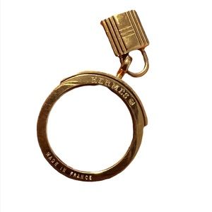 Hermes Scarf Ring Kelly Gold Green Color Engraved Key 2.5cm